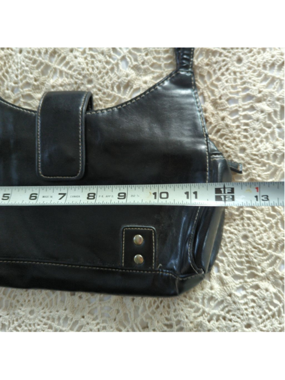 Vintage Y2K Fiorelli Black Faux Leather Underarm Shoulder Bag - Contrast Stitch - Picture 11 of 14